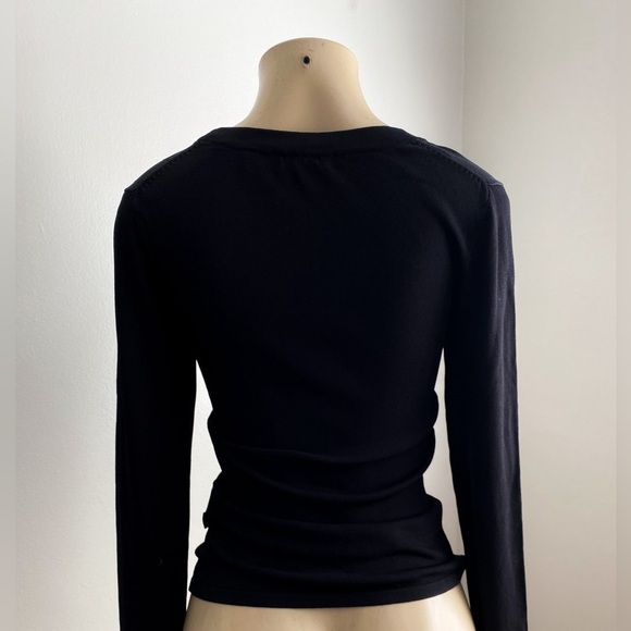 BCBGMAXAZRIA Ruched Long Sleeves Knit Sweater Top Pullover Minimalist Luxury S - Picture 5 of 9
